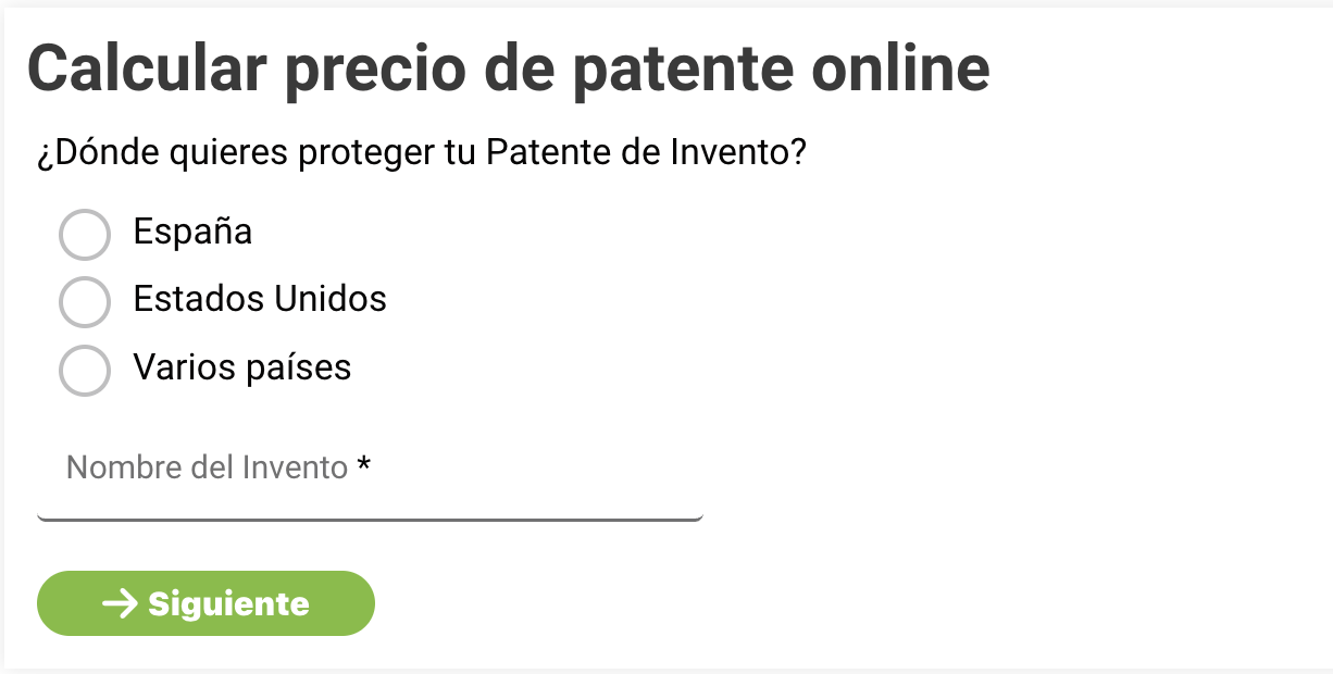 Calcular precio de una patente online | Presupuesto Gratis 1 min